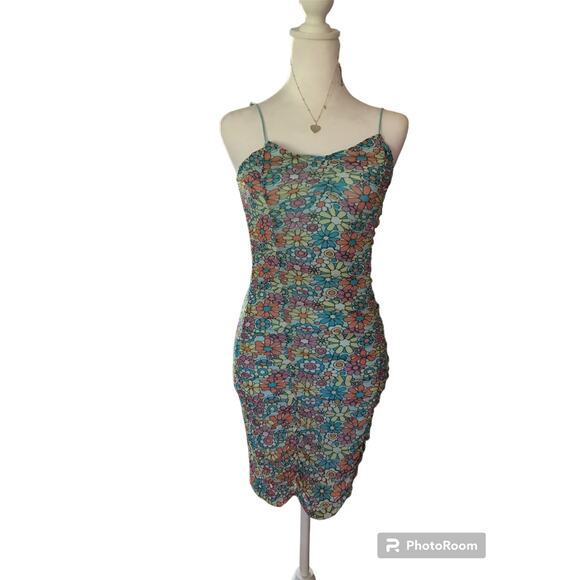 No Boundaries New Junior's ‎ Small Floral Mesh Dress - Picture 1 of 14